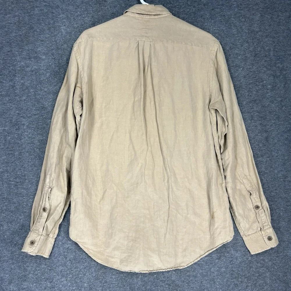 Vintage Polo Ralph Lauren Shirt Mens M Tan Asian Chinese Theme Silk Linen